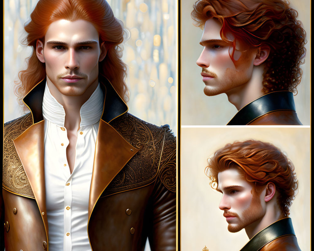 Man with Striking Red Hair in Digital Portrait Collage