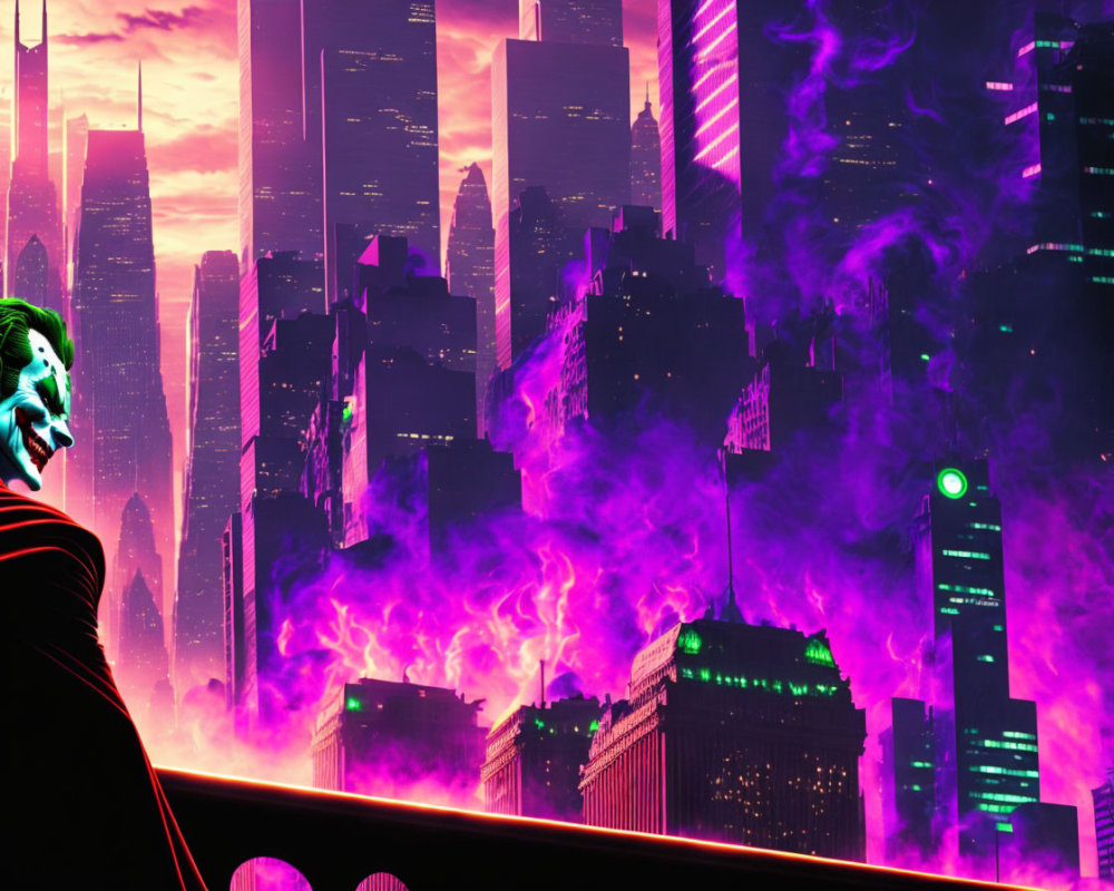 Stylized profile image overlooking neon-lit futuristic cityscape