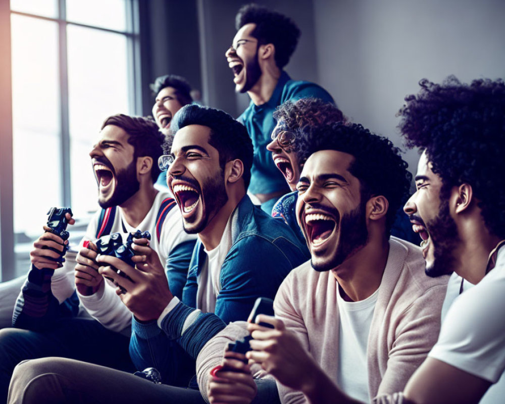 Friends Playing Video Games Together Indoors