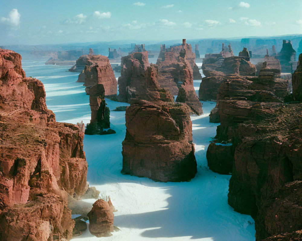 Aerial View of Rugged Desert Rock Formations