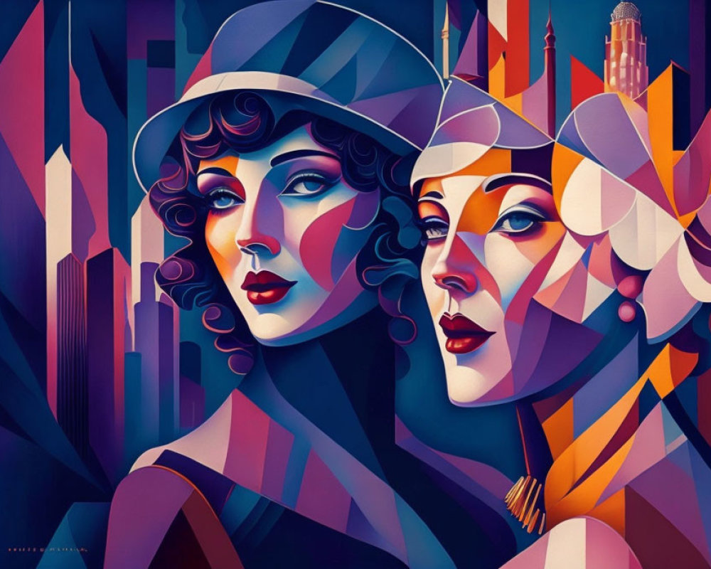 Glamorous Women in Bold Geometric Modern Art