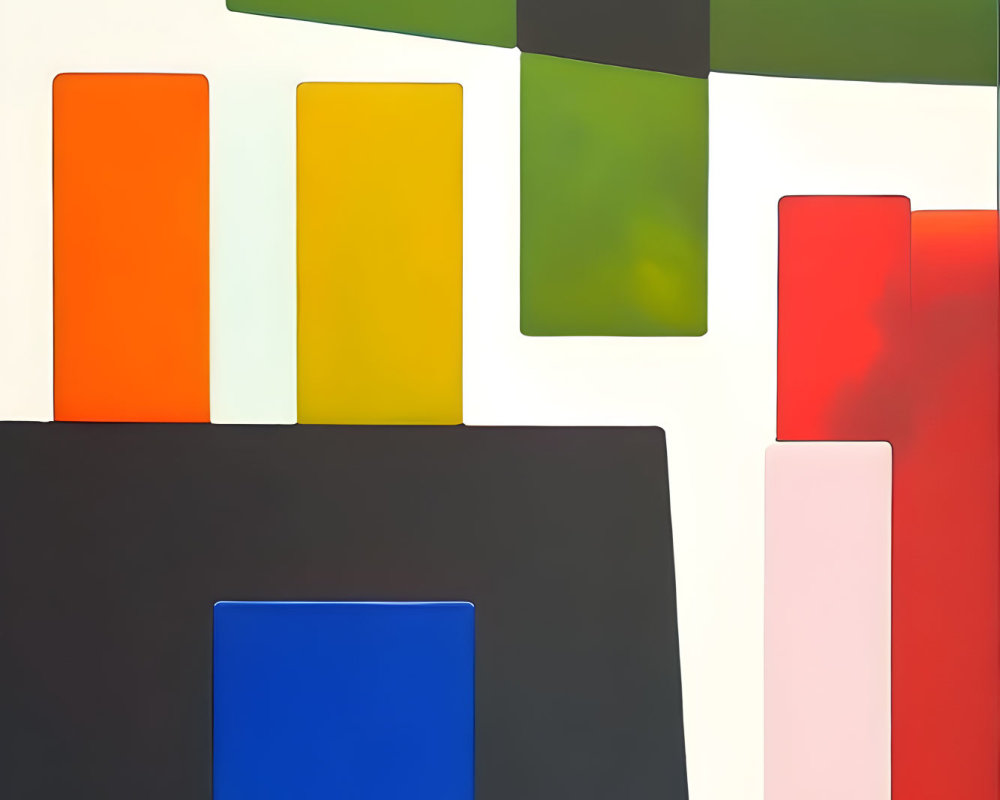 Colorful Geometric Abstract Art in Orange, Yellow, Green, Blue, Black, and Pink