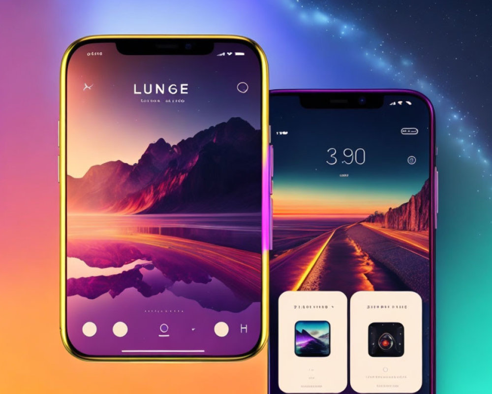 Vibrant Smartphone Wallpapers: Music Player & Health Tracking App Interfaces