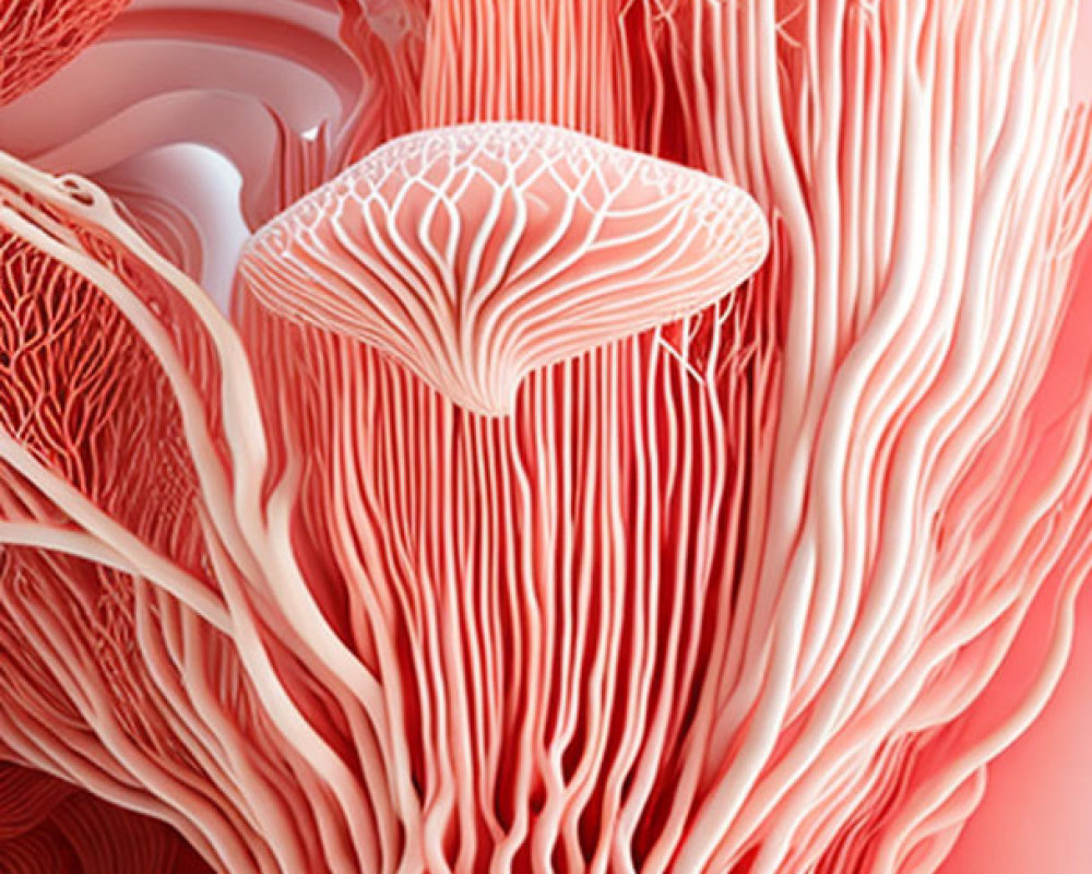 Pink Abstract Coral-Like Structures with Intricate Patterns