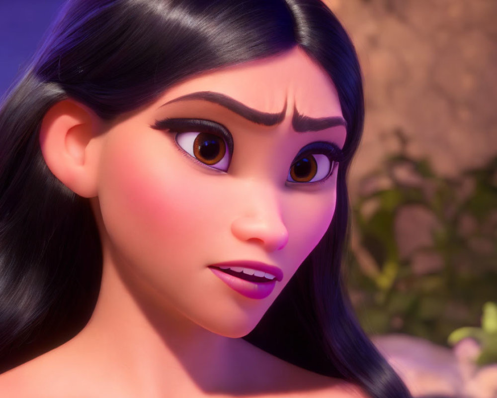 Animated Character with Large Eyes on Soft Purple Background