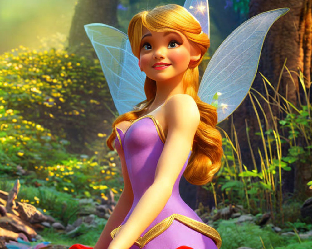 Whimsical Fairy Character in Colorful Forest Setting