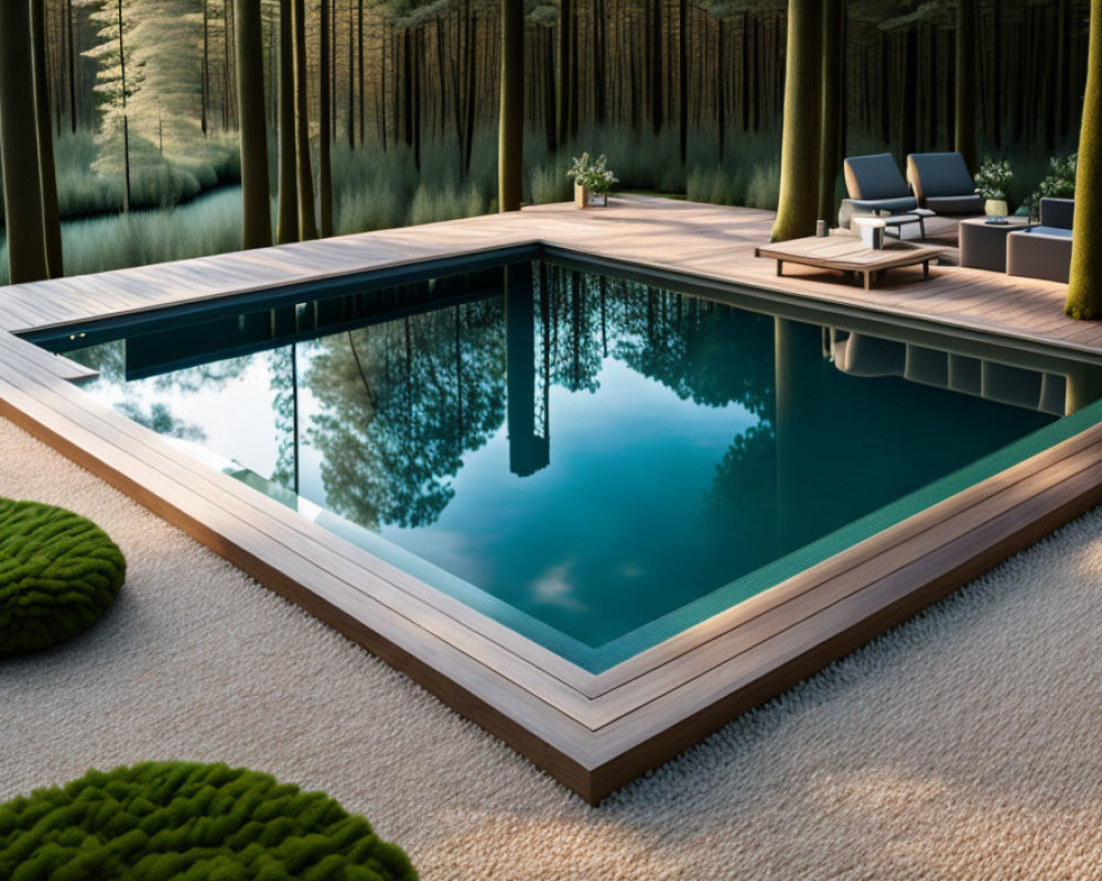 Clearwater Indoor Pool with Wooden Decking & Forest View