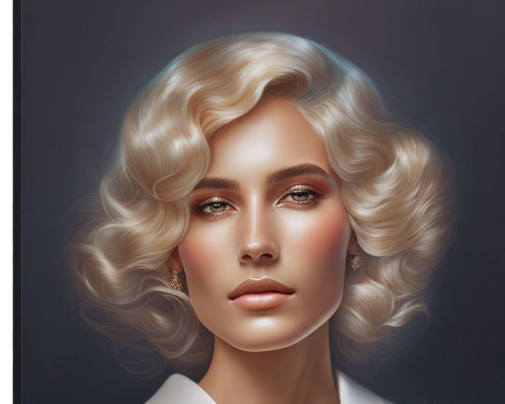 Blonde Woman Illustration with Prominent Eyes and Lips