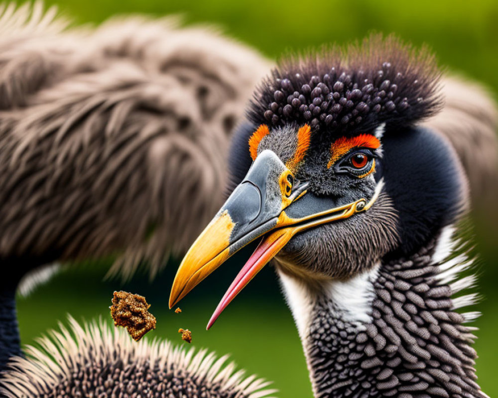 Colorful East African Crowned Crane Close-Up with Beak Open