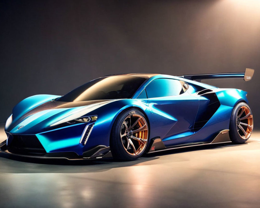 Sleek Metallic Blue Sports Car with Aerodynamic Design