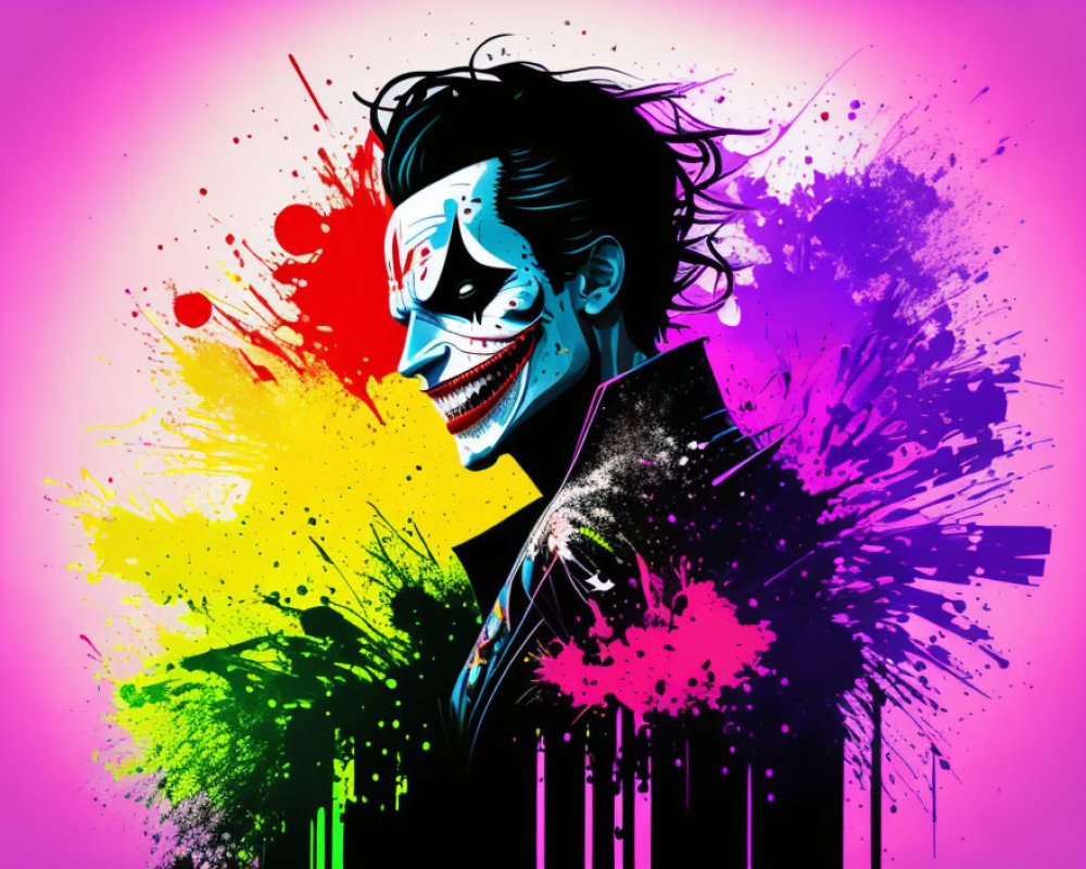 Colorful Stylized Joker Artwork in Neon Hues