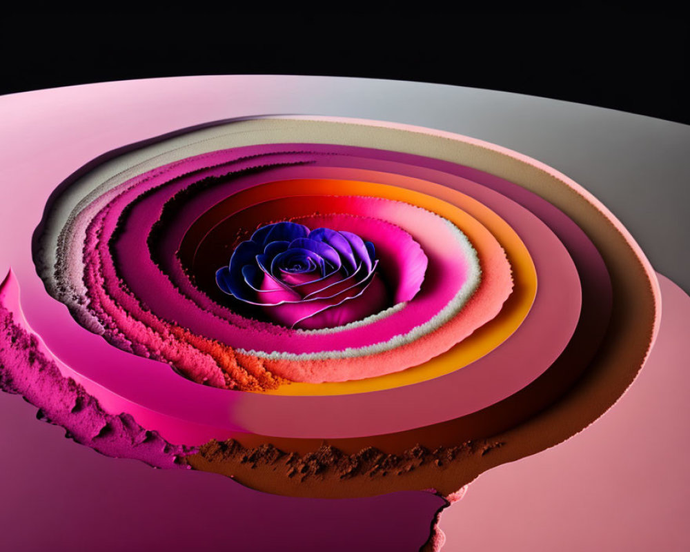 Vibrant Spiral Pattern Resembling a Rose on Textured Rings