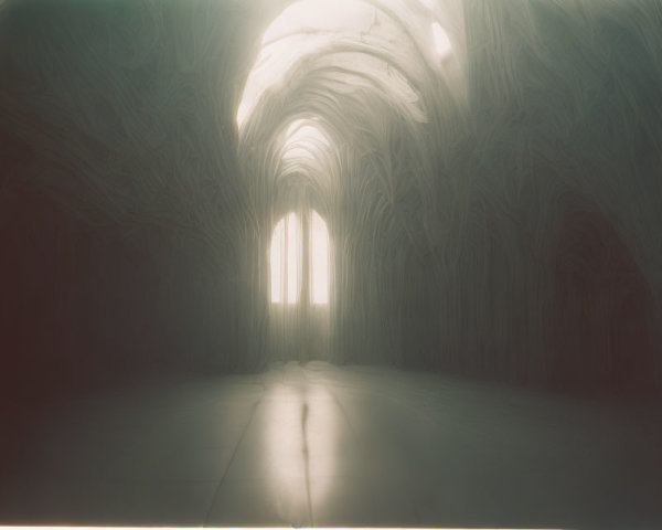 Gothic-Inspired Cavernous Space with Ethereal Light