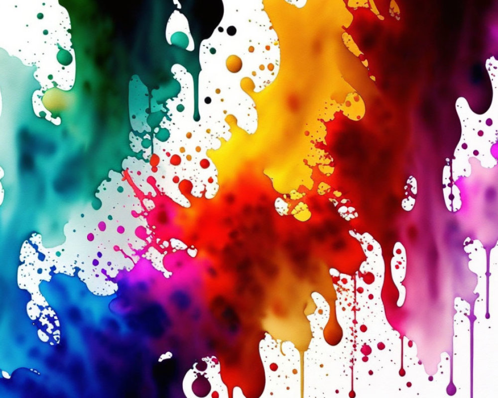 Colorful Abstract Art: Melting Paint Effect in Blue, Purple, Red, Orange, Yellow