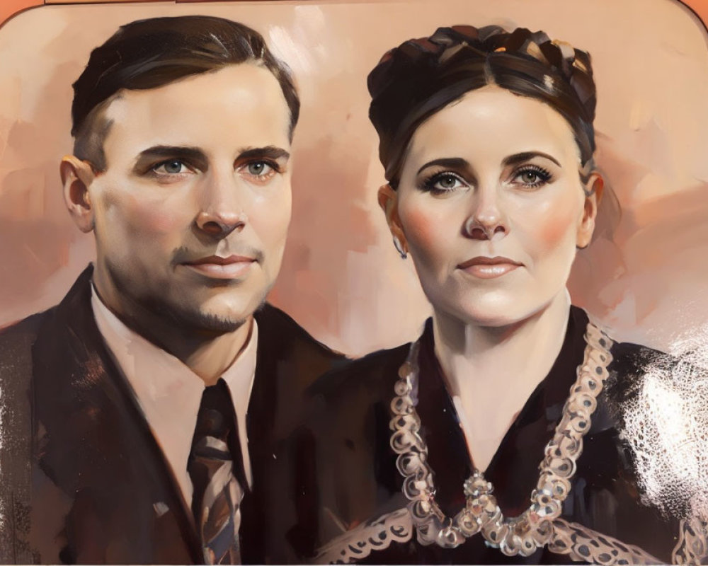 Elegant vintage style portrait of a man and woman