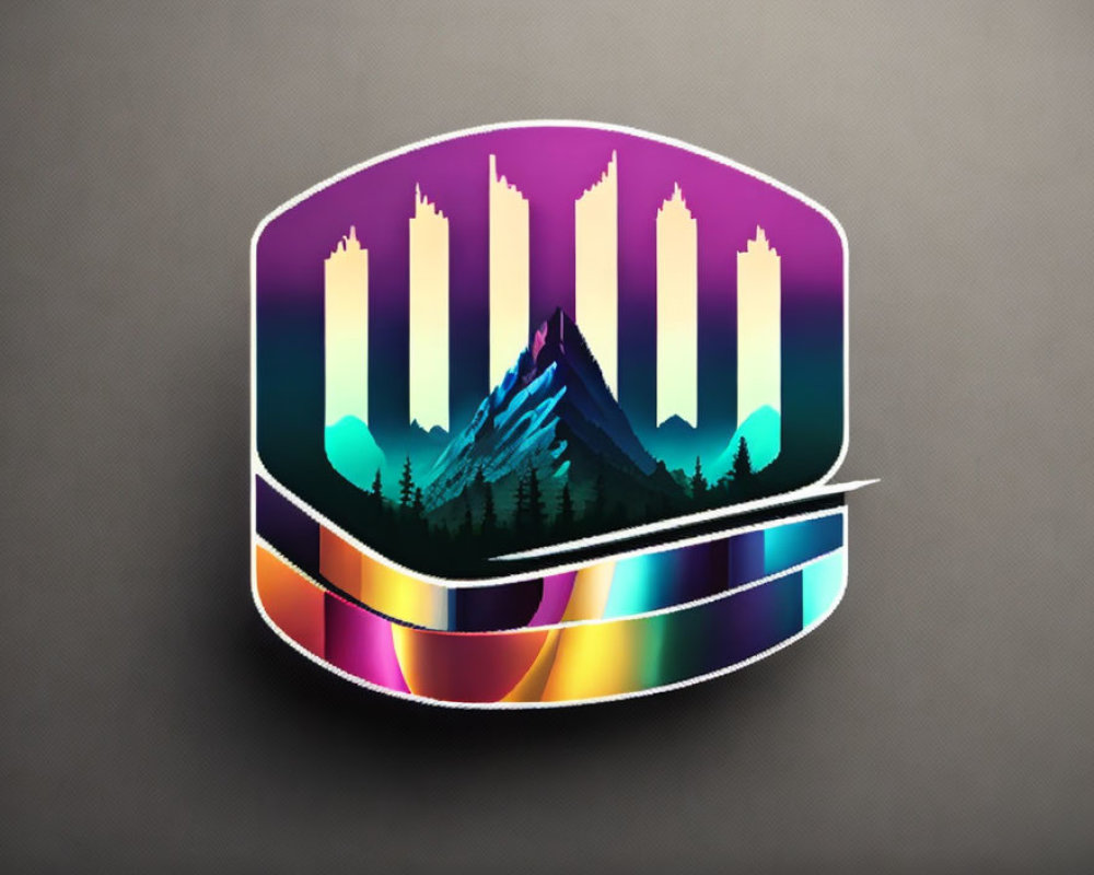 Mountain Landscape Graphic in Music Equalizer on Gradient Background