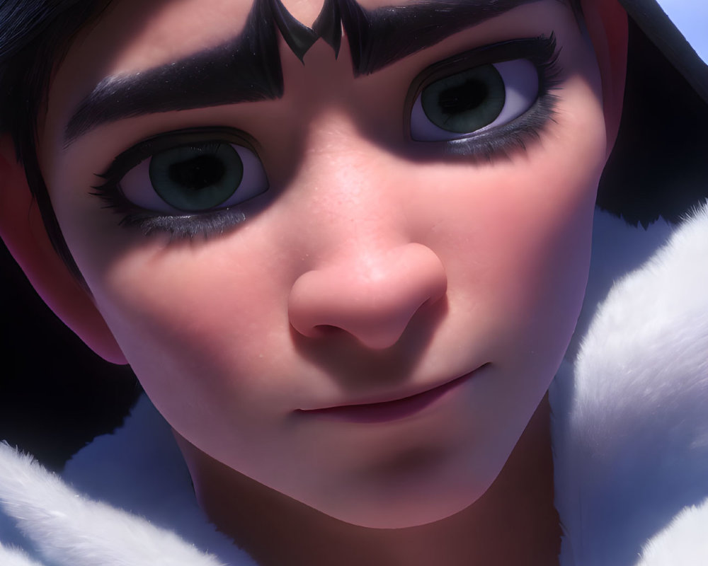 Detailed Portrait of Animated Female Character with Large Expressive Eyes