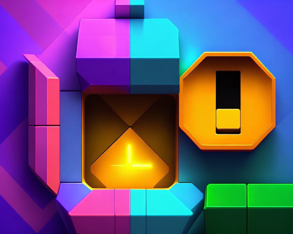 Vibrant Abstract Geometric Background with 3D Shapes in Multiple Colors