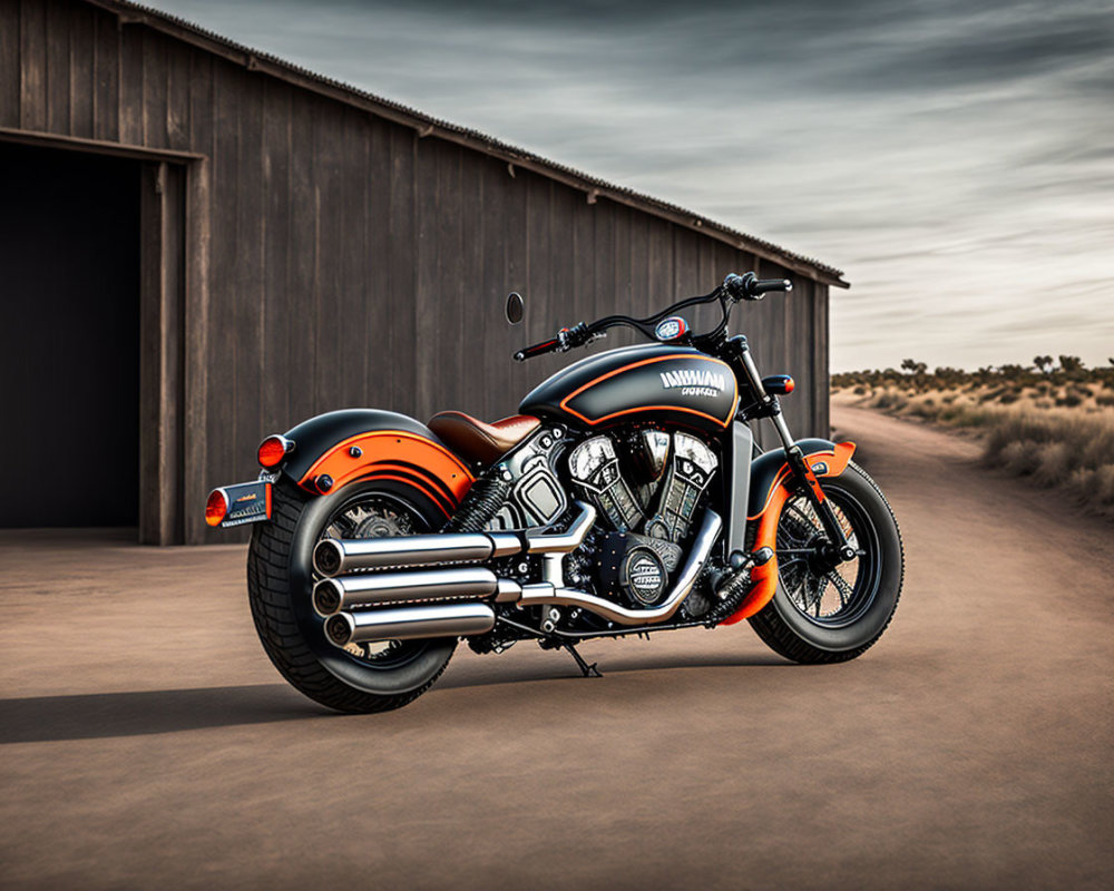 Indian Motorcycle Parked Beside Desert Shack