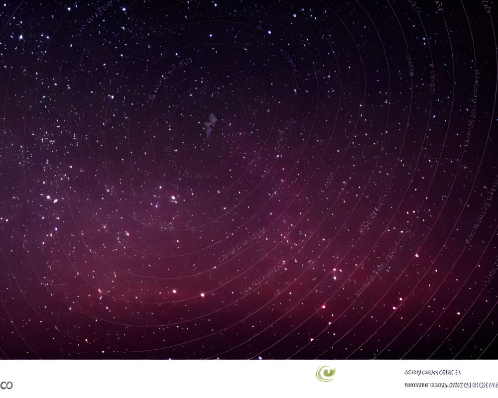 Circular Star Trails Over Starry Night Sky with Lower Right Watermark