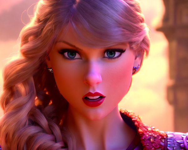 Blonde-Haired Female Character in 3D Animation