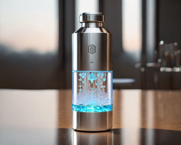 Stainless Steel Water Bottle with Illuminated Bubbling Water Display