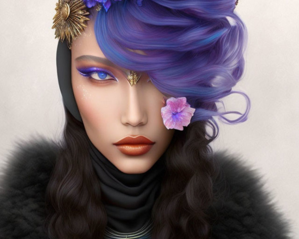 Close-up Digital Painting of a Woman with Unique Features