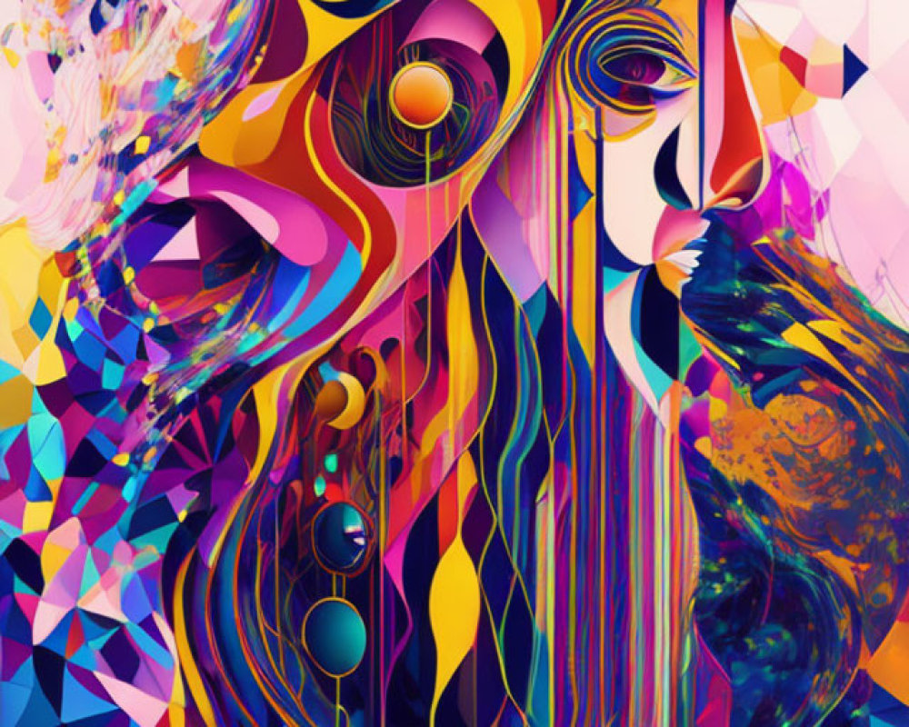Colorful Abstract Artwork Featuring Psychedelic Face