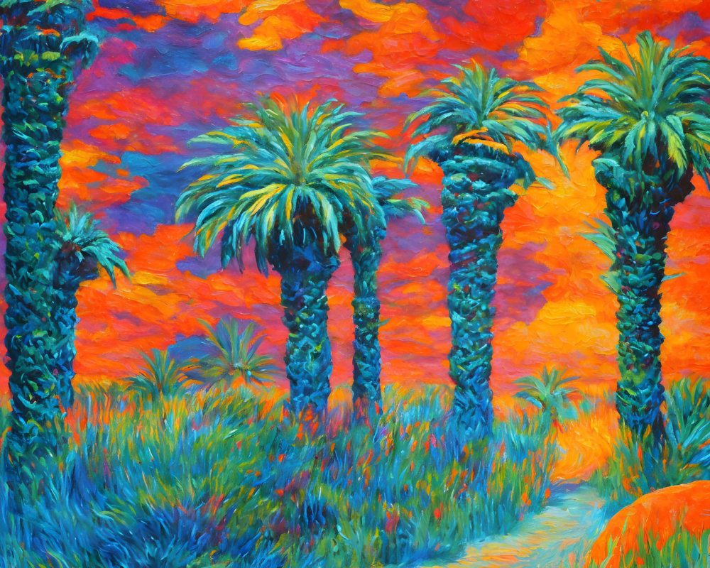 Vibrant Tropical Landscape with Dramatic Sky Colors