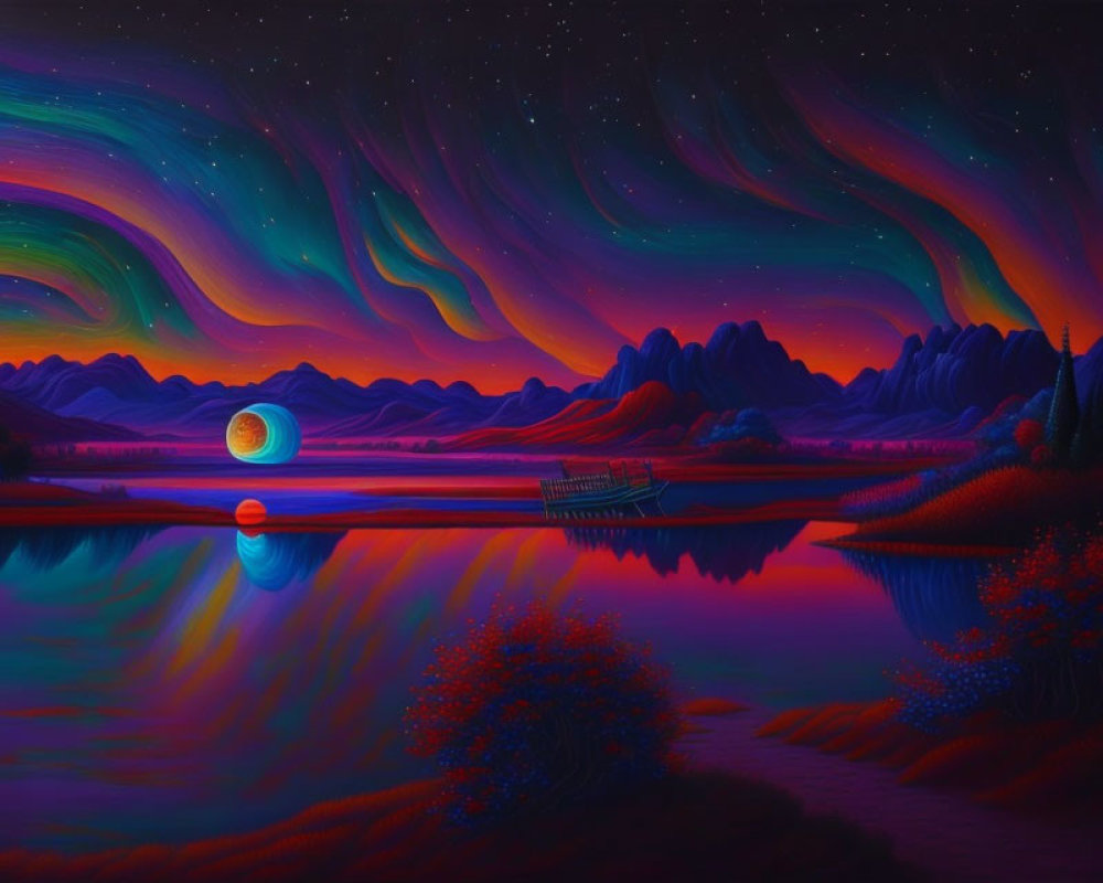 Tranquil Twilight Landscape with Reflective Lake