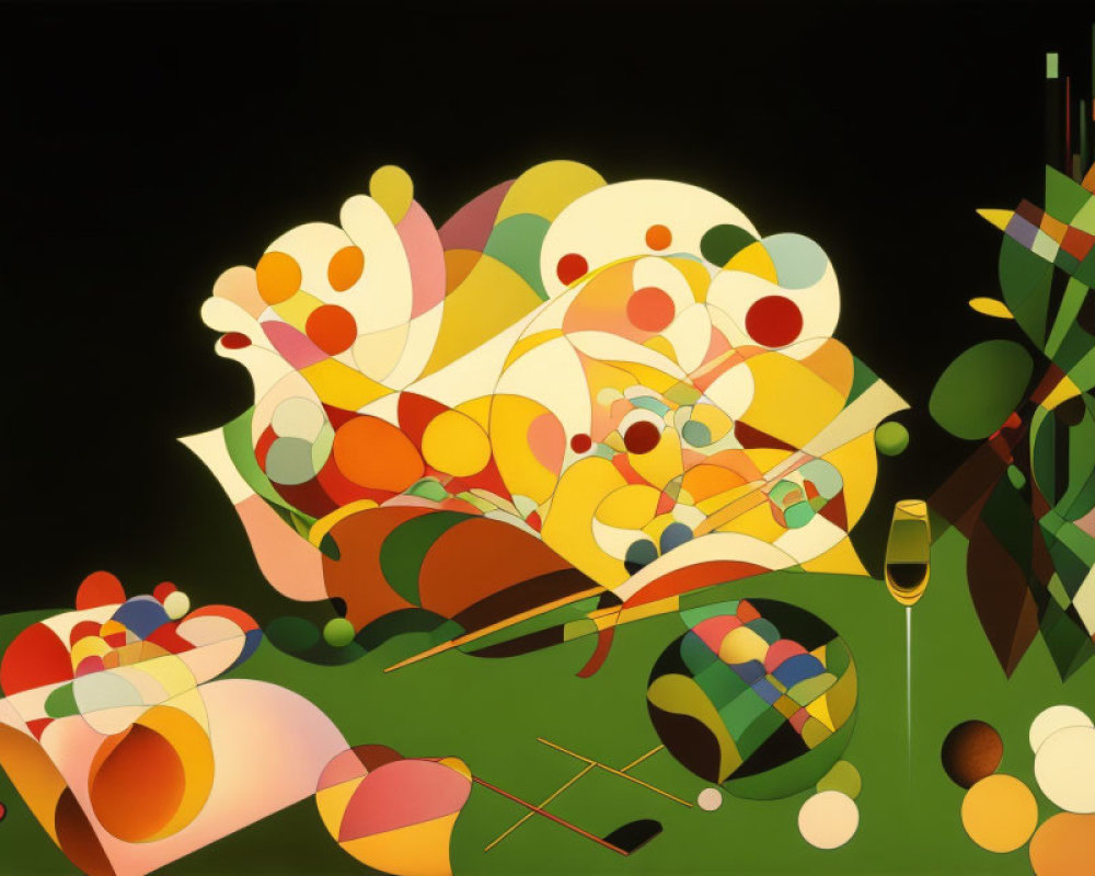 Abstract Composition with Vibrant Colors and Shapes