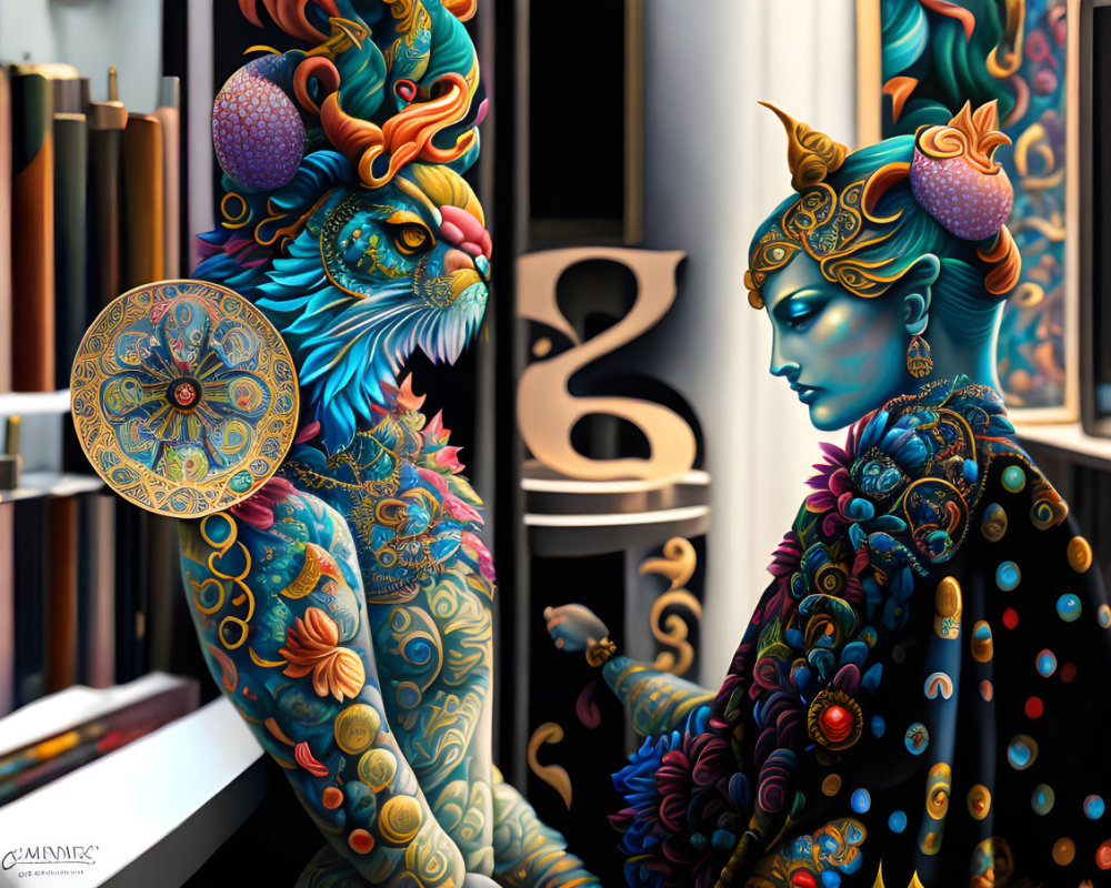 Lion-like Figure with Regal Character in Vibrant Setting