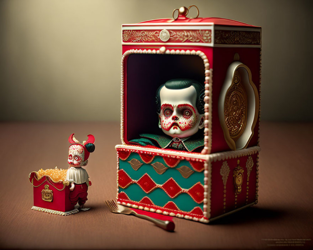 Sinister Jack-in-the-Box Clown Image Displayed