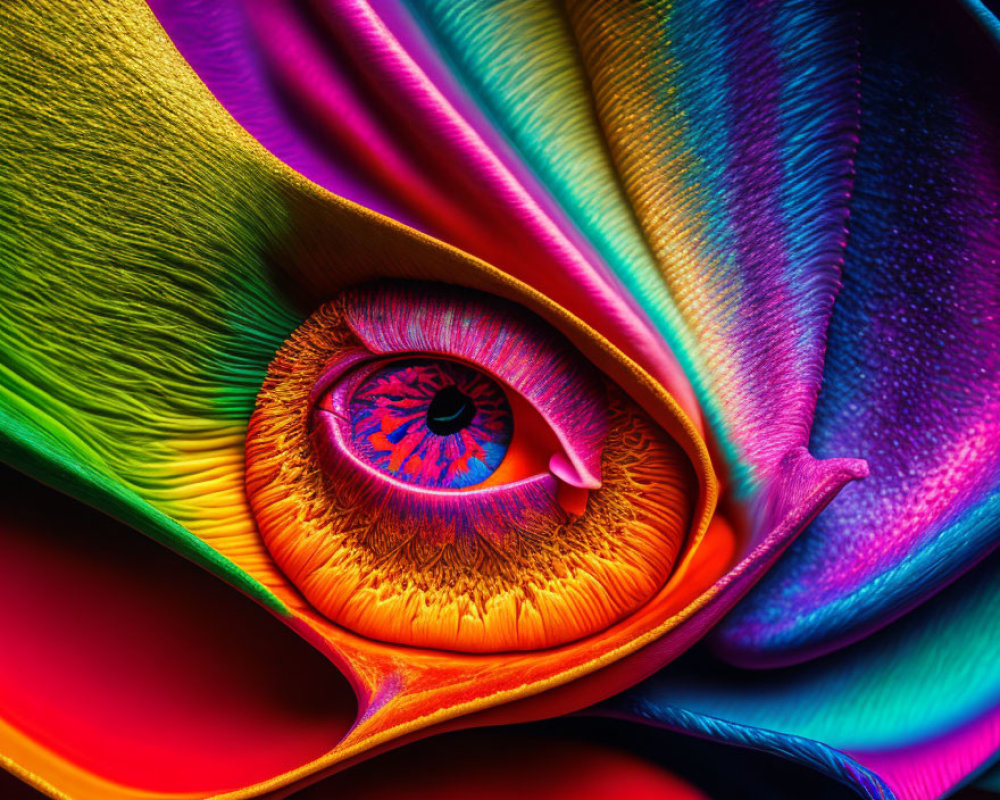 Colorful abstract art: Human eye surrounded by vibrant patterns.