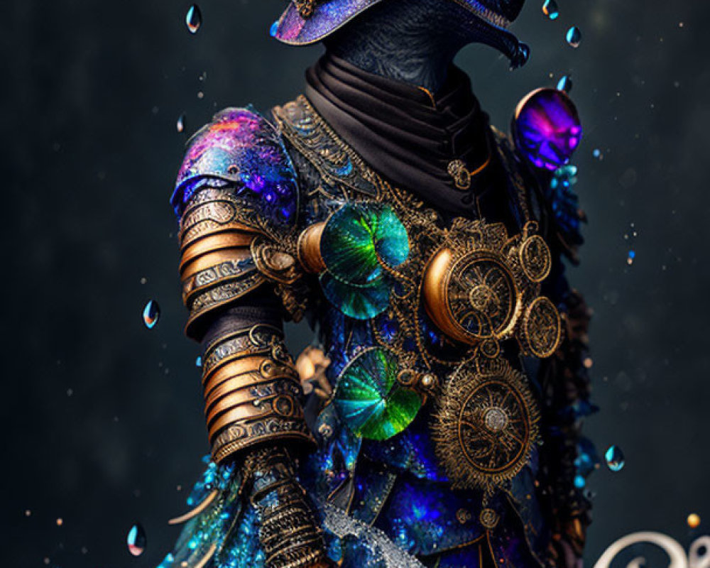 Humanoid Figure in Ornate Steampunk Fantasy Armor