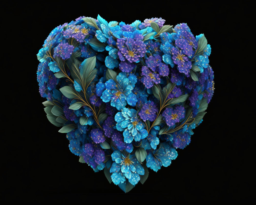 Vibrant Heart-Shaped Blue Flower Arrangement Design