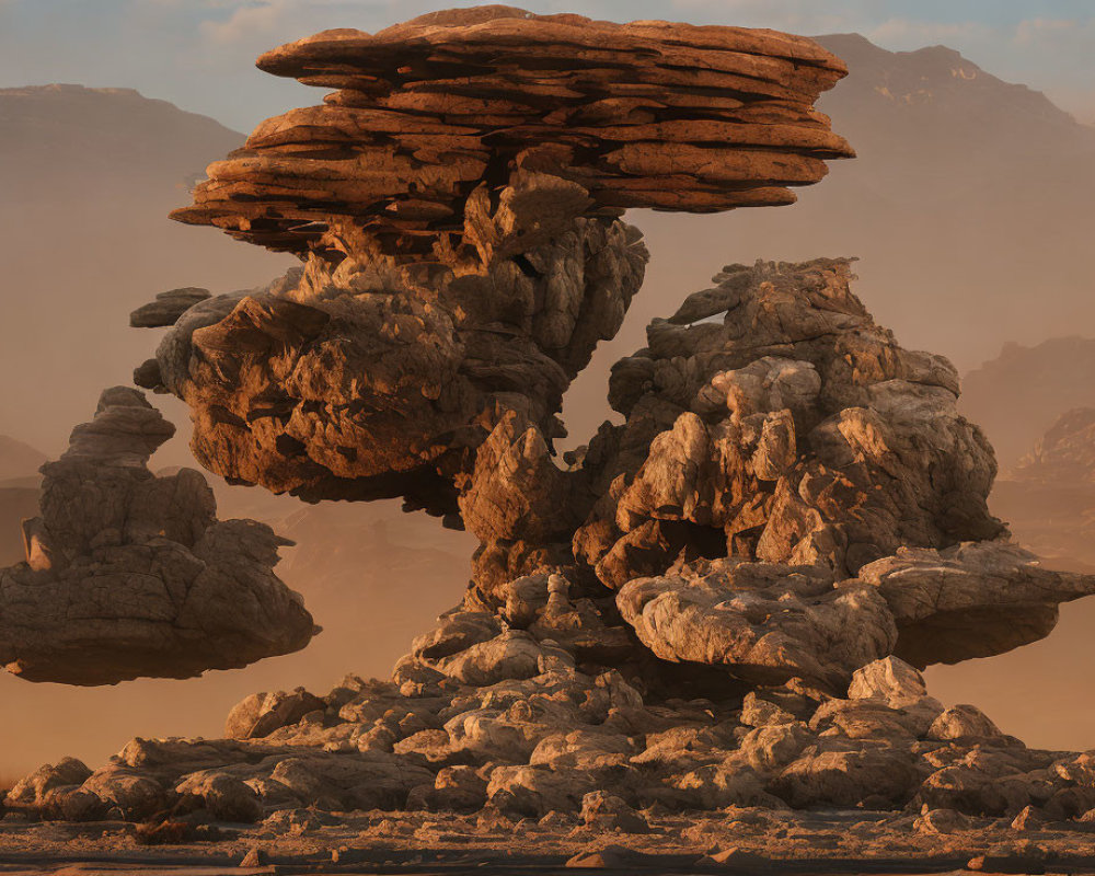 Surreal Rock Formation Resembling a Giant Mushroom