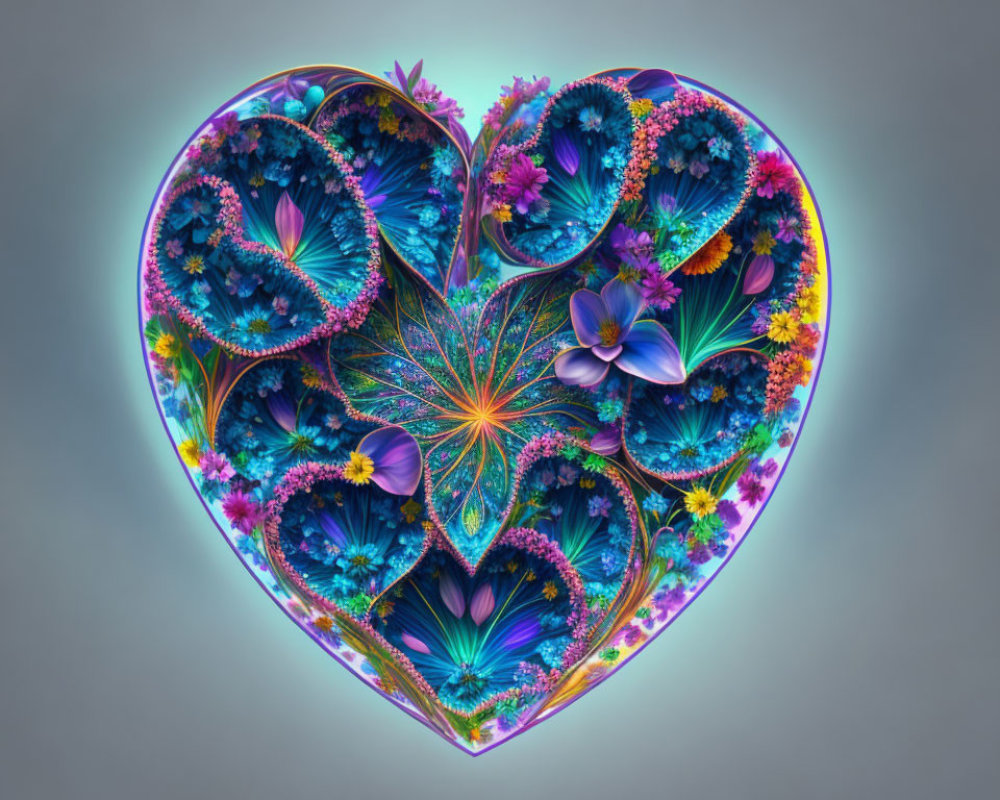 Intricately Designed Colorful Heart with Floral Patterns