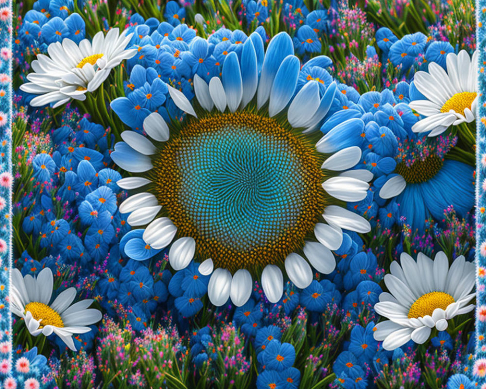 Vibrant Floral Arrangement of Blue and White Flowers