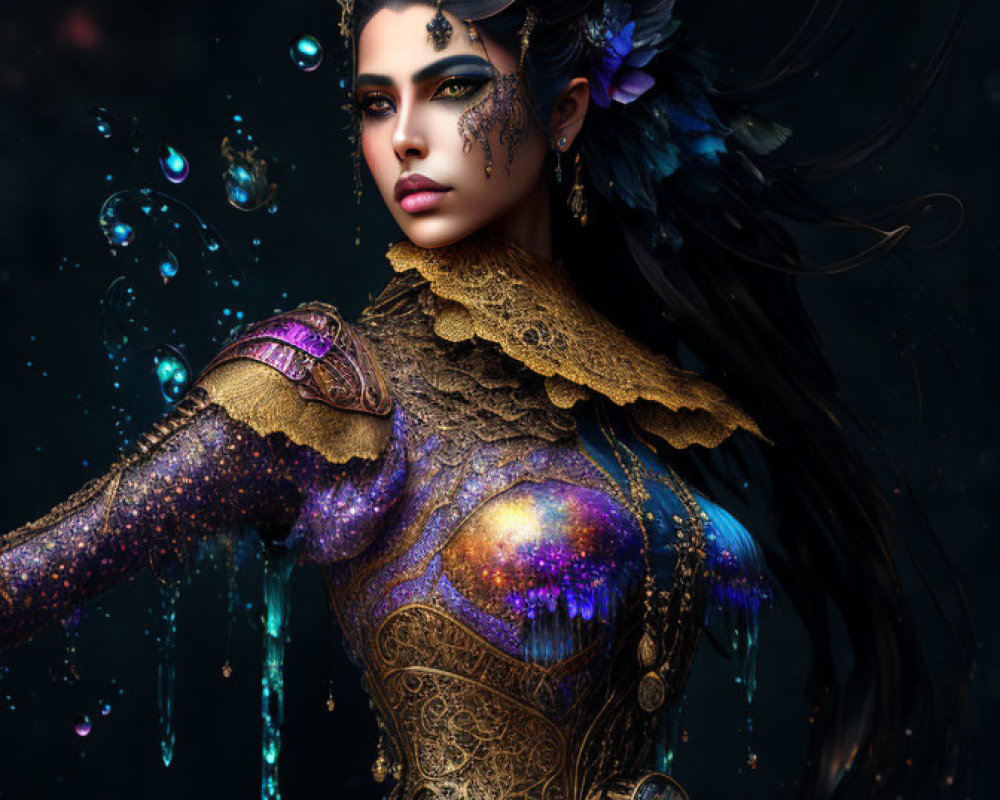 Mystical Figure in Ornate Steampunk Fantasy Garment