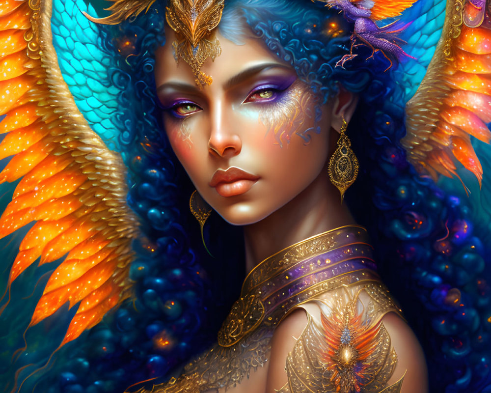 Detailed Fantasy Portrait of a Woman with Wings