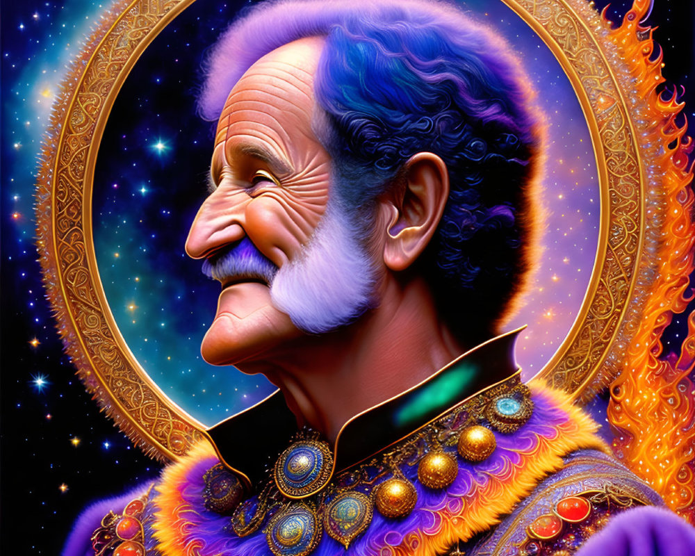 Colorful Whimsical Portrait of a Jovial Man