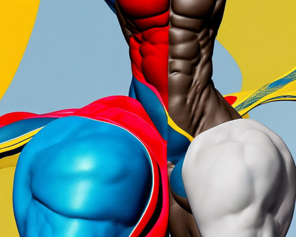 Muscular Torso with Costume and Vibrant Background