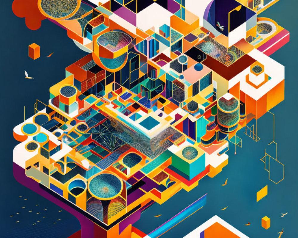 Vibrant Abstract Composition with Geometric Shapes