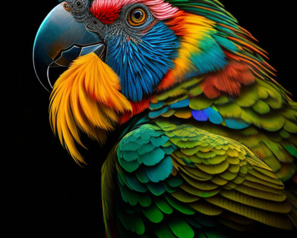 Vividly Colored Parrot with Detailed Features