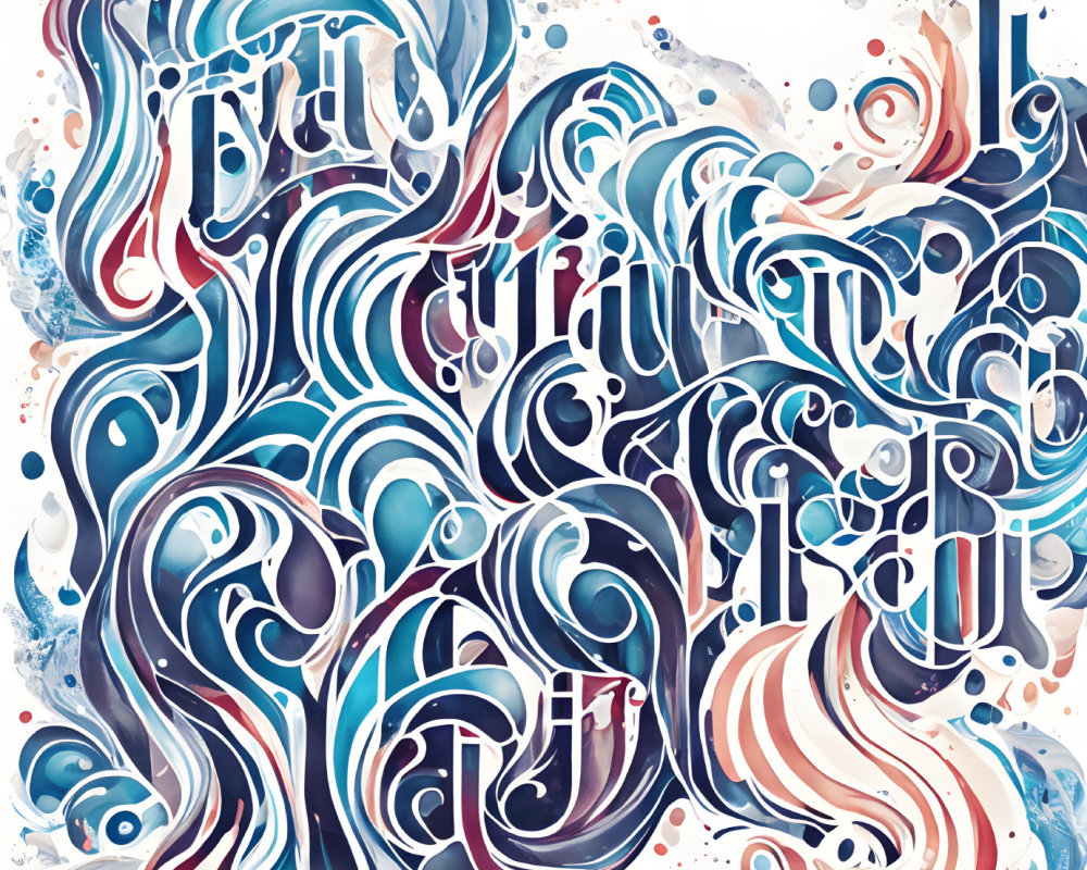 Vibrant abstract art: swirling patterns in blues, reds, and whites