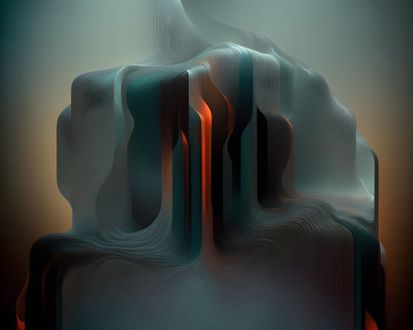 Gradient teal to dark brown abstract lines in serene ripple effect