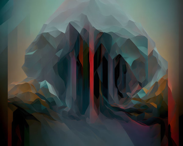 Geometric Polygonal Mountain Landscape Artwork