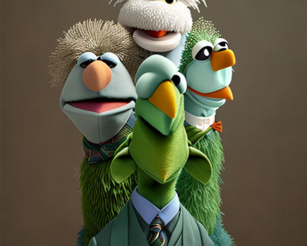Colorful Professional Attire Puppet Characters Totem Pole